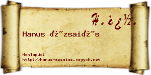 Hanus Ézsaiás névjegykártya